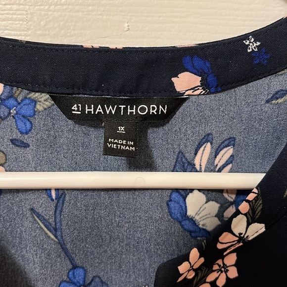 41 Hawthorn sleeveless dress, navy with floral print, POCKETS!, size 1X - Picture 3 of 7